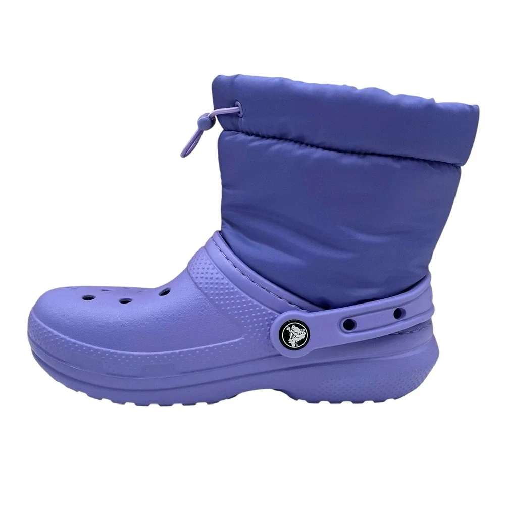 Crocs Classic Youth Girls Lined Neo Puff‎ Boots Size 2 Digital Violet Faux Fur